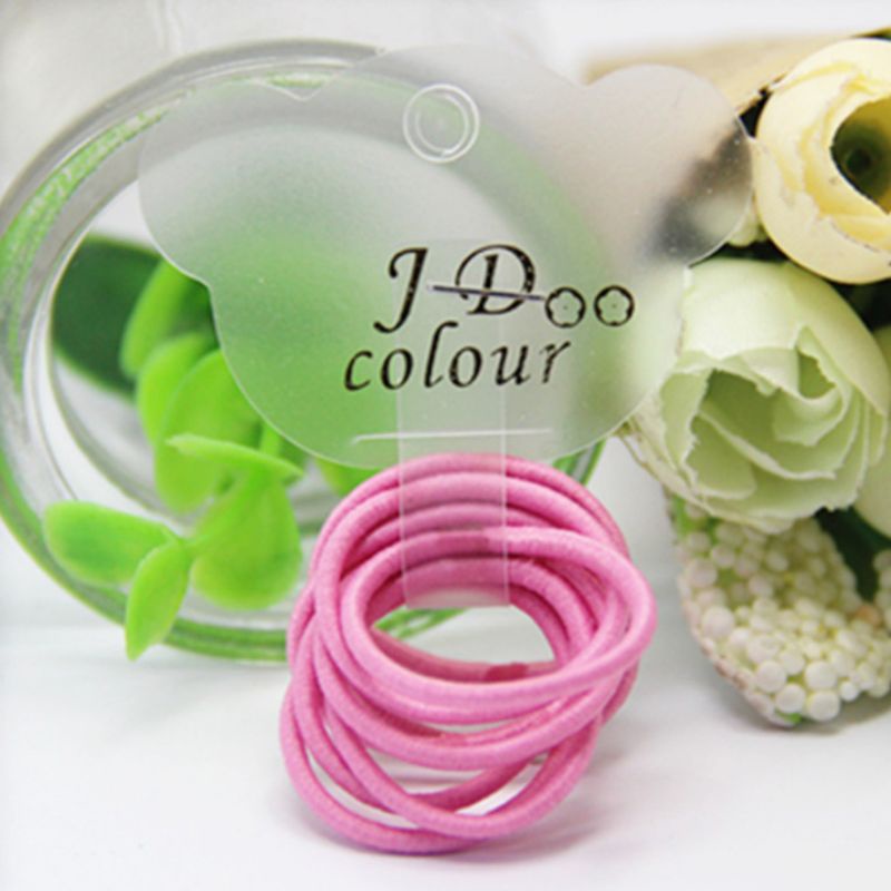 Set 10 Dây Cột Tóc Mini Co Giãn Bằng Polyester Màu Sắc Tươi Sáng Cho Bé Gái