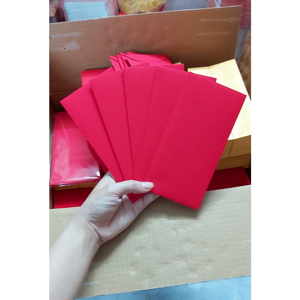 Xấp 10 Bao Lì Xì Đỏ giấy mỹ thuật cao cấp Viết Thư Pháp Dày 240gsm