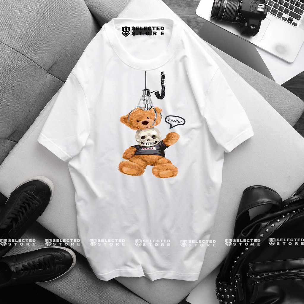 Áo thun tay lỡ nam nữ in hình Bear Skeleton , Vải Cotton Form Oversize - SELECTED.STORE