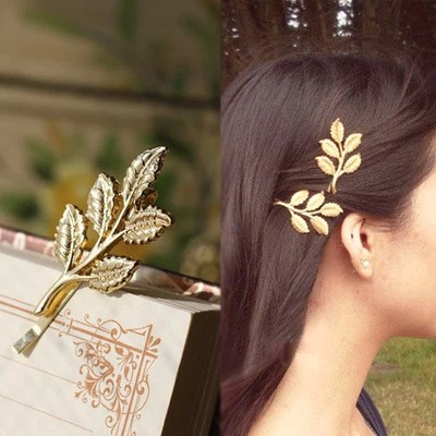 Kẹp tóc hình lá mạ vàng Vintage dành cho nữ phong cách Hàn Quốc xinh xắn dễ thương - Kẹp tóc KT09