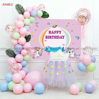 Set phụ kiện trang trí sinh nhật cho bé đẹp rẻ - Bóng bay - Kèm Phông bạt & In tên - Set AN04