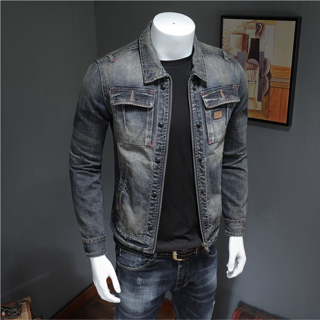 Áo khoác Jean - Biker Jacket Jean AB11  Mẫu Mới 2021 - HÀNG MỚI VỀ