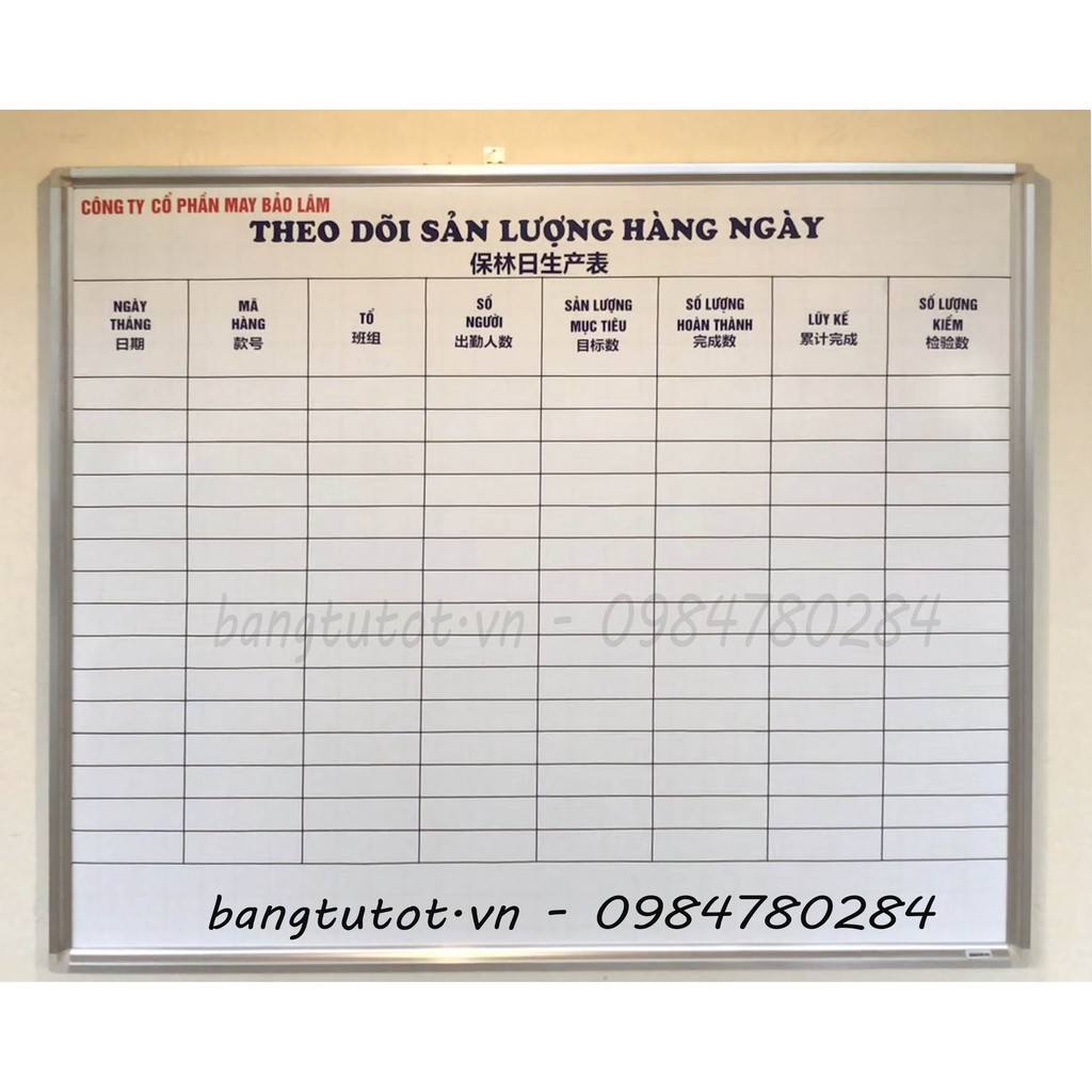 Bảng dán Decal - Bảng lịch công tác theo yêu cầu cho văn phòng 1,2x1,5m