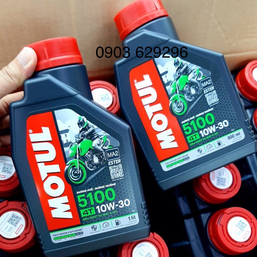 Nhớt Motul 5100 10w30 800ML và 1L Công Nghệ Ester - Nhớt Xe Máy chính hãng Motul - dòng nhớt mới có tem và mã QR