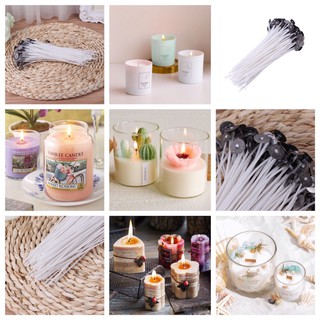 Bấc nến làm nến thơm handmade - lõi bọc sáp và kèm đế bấc