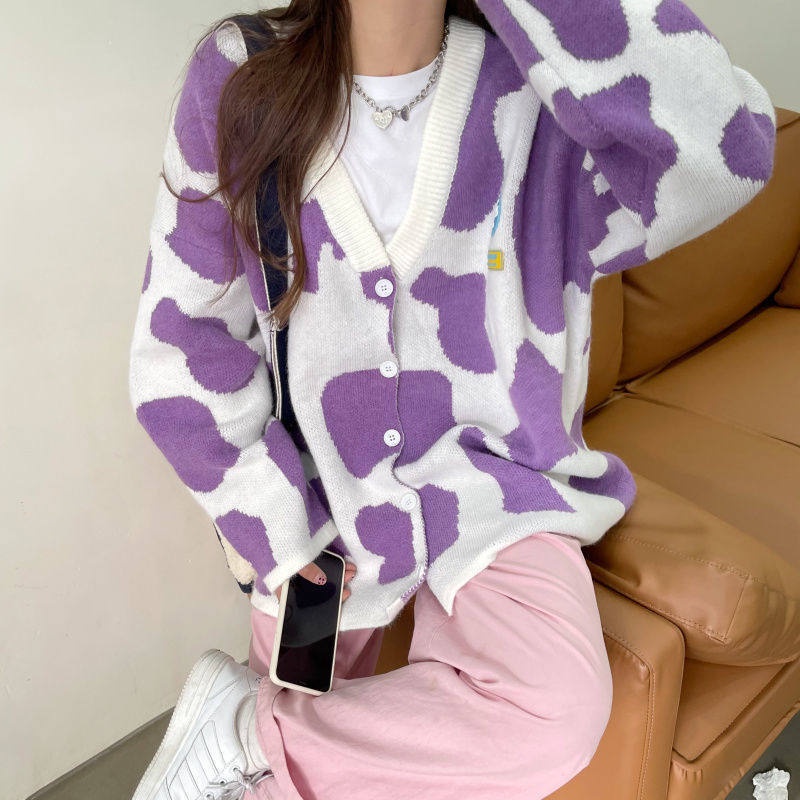 Áo Khoác Cardigan Dệt Kim Dáng Rộng Phong Cách Hàn Quốc Thời Trang Mùa Đông Mới Cho Nữ