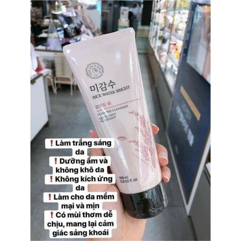 (AUTH 150ml) Sữa Rửa Mặt Làm Sáng Da THE FACE SHOP RICE WATER BRIGHT CLEANSING FOAM 150ml