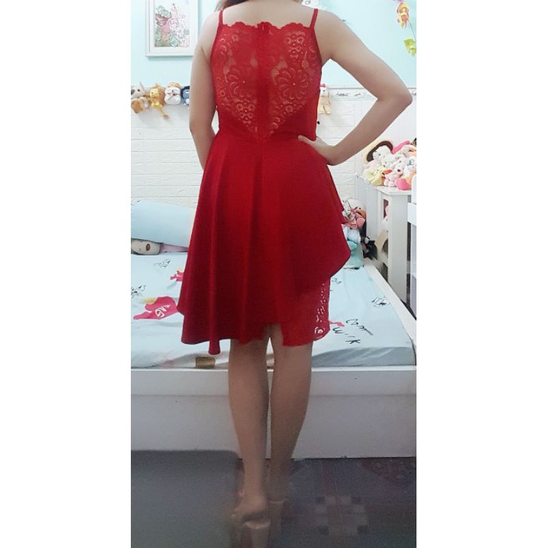 Thanh lý đầm body   màu do  dể thương size dưới 49kg nguyen tag