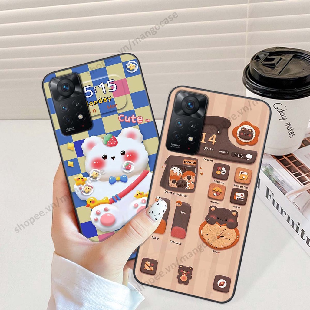 Ốp lưng Xiaomi Redmi Note 11 4G / Note 11S / Note 11 Pro 5G hình gấu, thỏ, đồng hồ cute dễ thương