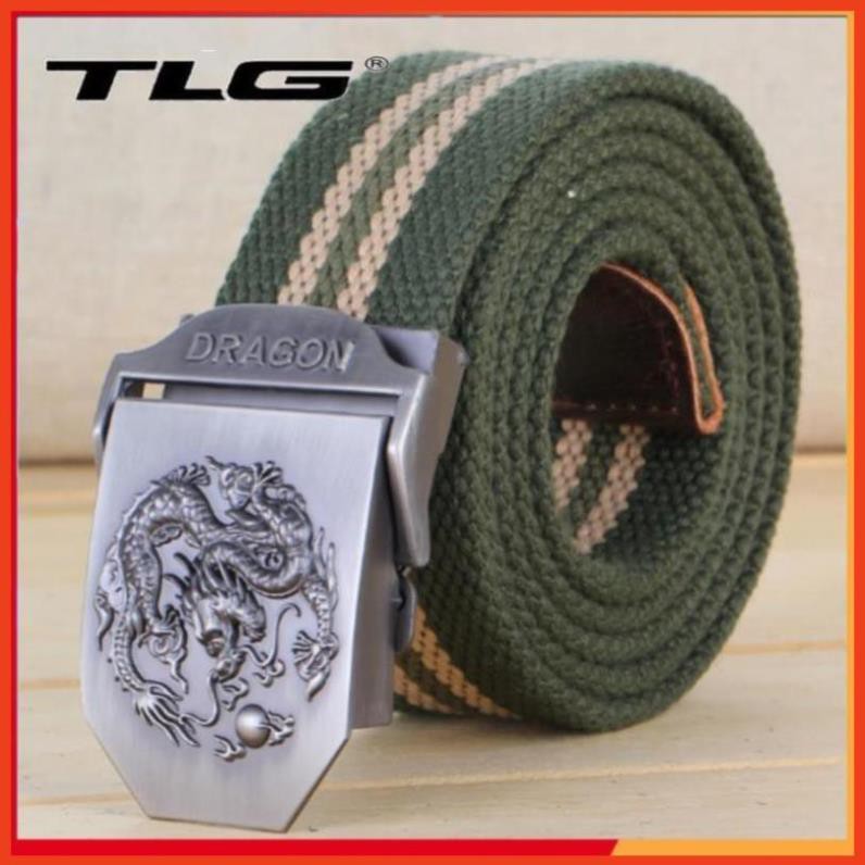 ❤️Deal Sốc❤️ Thắt lưng nam dù đầu rồng Đồ Da Thành Long 924 5(xanh sọc) tặng 01 bút bi cao cấp TLG M 410 ❤