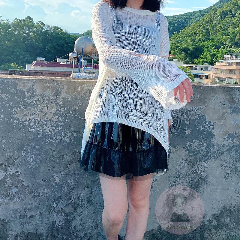 Áo Sweater Dệt Kim Tay Dài Dáng Rộng Màu Trơn Thời Trang Cho Nữ