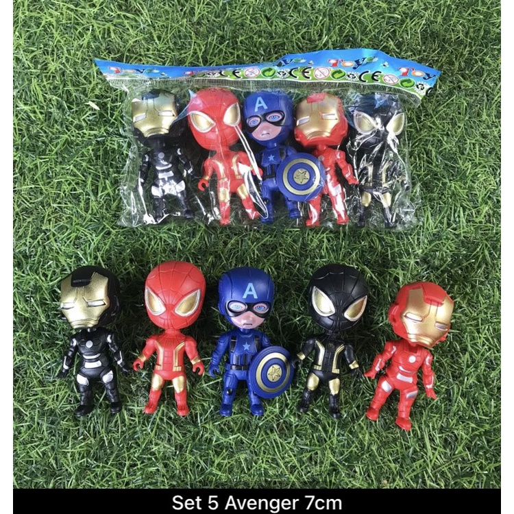 Set 6 mô hình nhân vật Avenger Marvel size 11cm - Mô hình siêu nhân - Biệt đội siêu anh hùng - Smart Baby