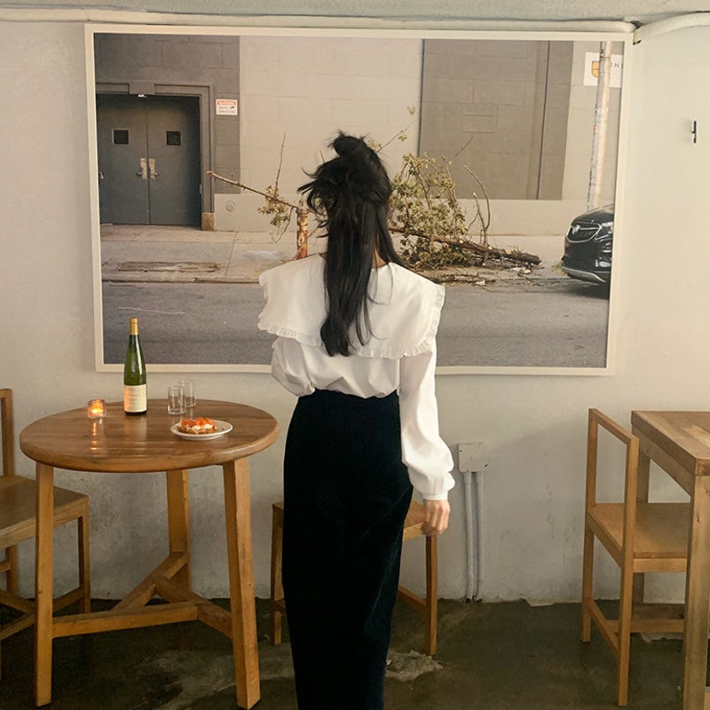 Áo sơ mi cổ búp bê phong cách Hàn Quốc ngọt ngào thời trang cho nữ