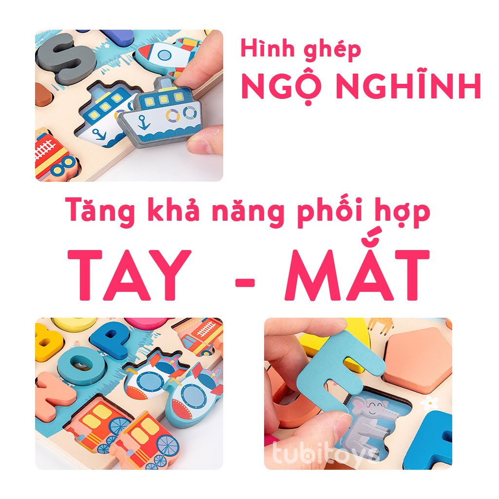 Bộ đồ chơi thông minh cho bé Tubitoys 6 in 1 xếp hình câu cá học chữ số cao cấp