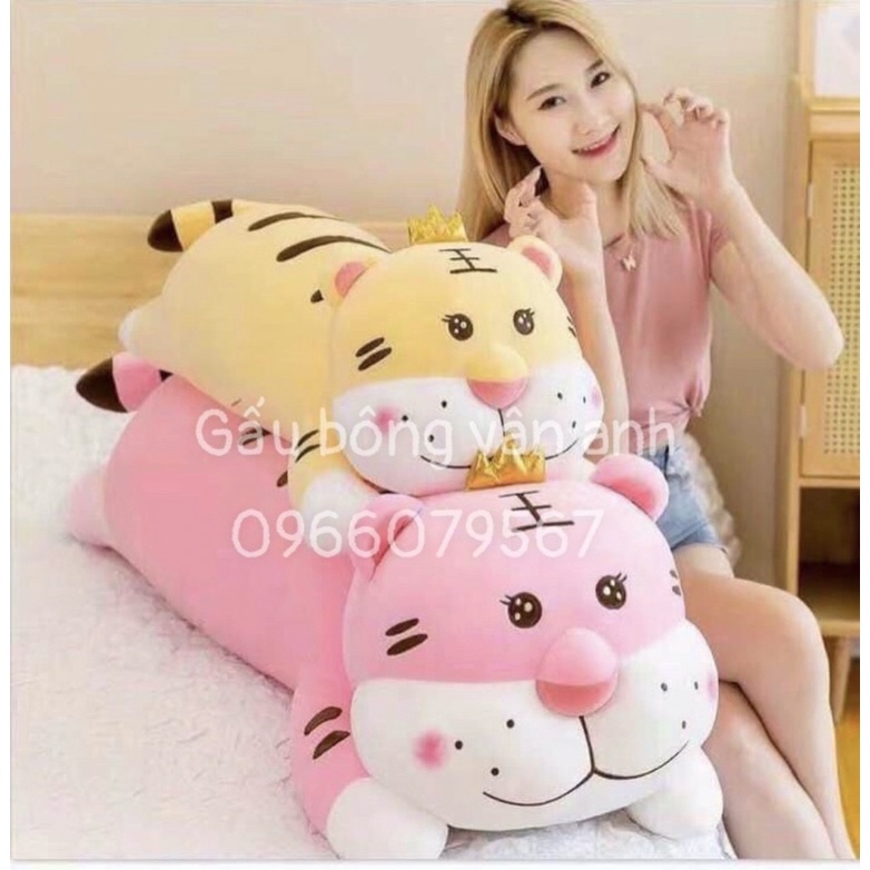 Gấu Bông Hổ Vàng Vương Miện, Cọp Nằm Siêu Mềm Mịn Bao Uy Tín