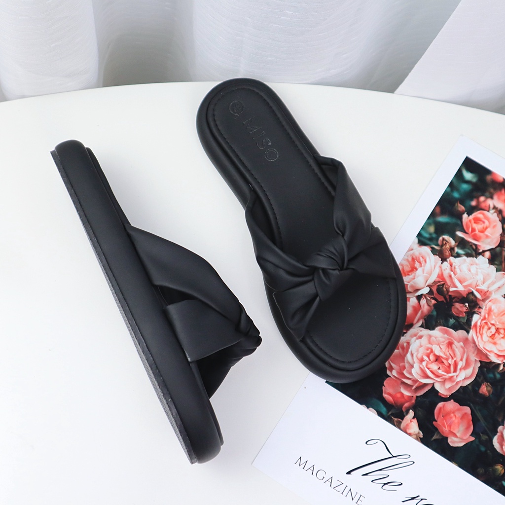 Dép Bánh Mì Nữ Thắt Nơ Xinh Xắn Đế Bệt Cực Kỳ Êm Chân Mềm Mại MISO M007