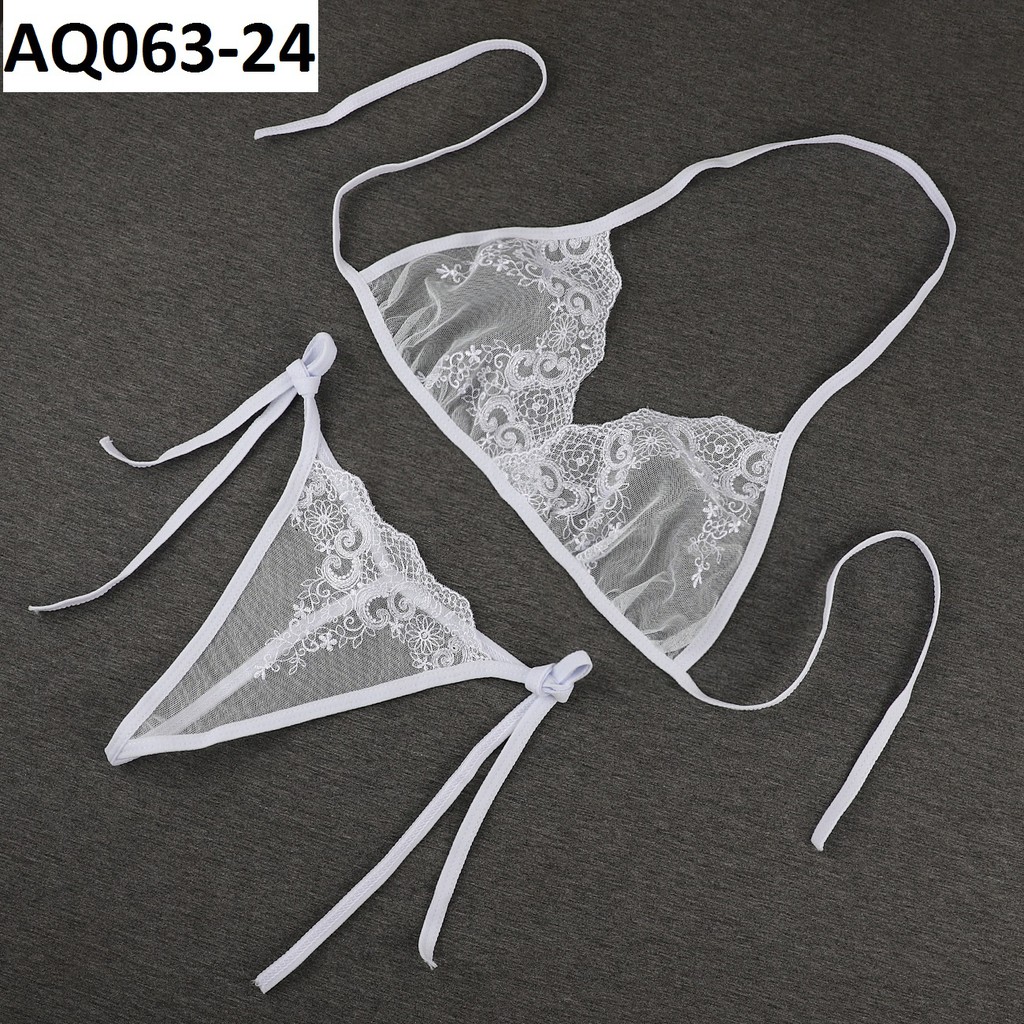 Bộ đồ lót lọt khe lưới thêu hoạ tiết sexy - Bộ đồ lót lưới thêu AQ063 | BigBuy360 - bigbuy360.vn
