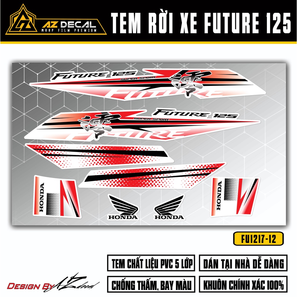 Team Xe Future 125 Đời 2012 - 2022 Đẹp | FU-12 | Decal Tem Rời Dán Xe Future FI Chất Liệu Cao Cấp, Chống Phai Vĩnh Viễn