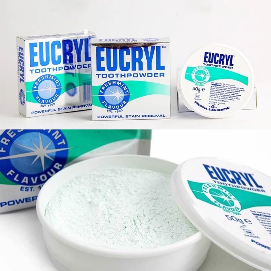 Bột bạc hà giúp sạch miệng trắng răng, hơi thở thơm mát Eucryl Toothpower 50g - Hakushi