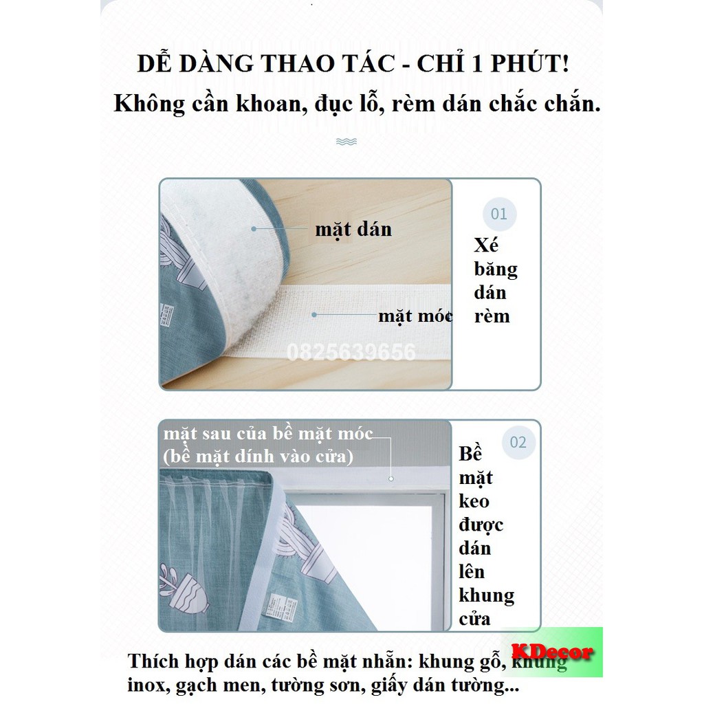 [Giá Sỉ] Rèm cửa dán tường, rèm dán tường trang trí cửa sổ, phòng khách chống nắng - dễ dàng lắp đặt không khoan đục