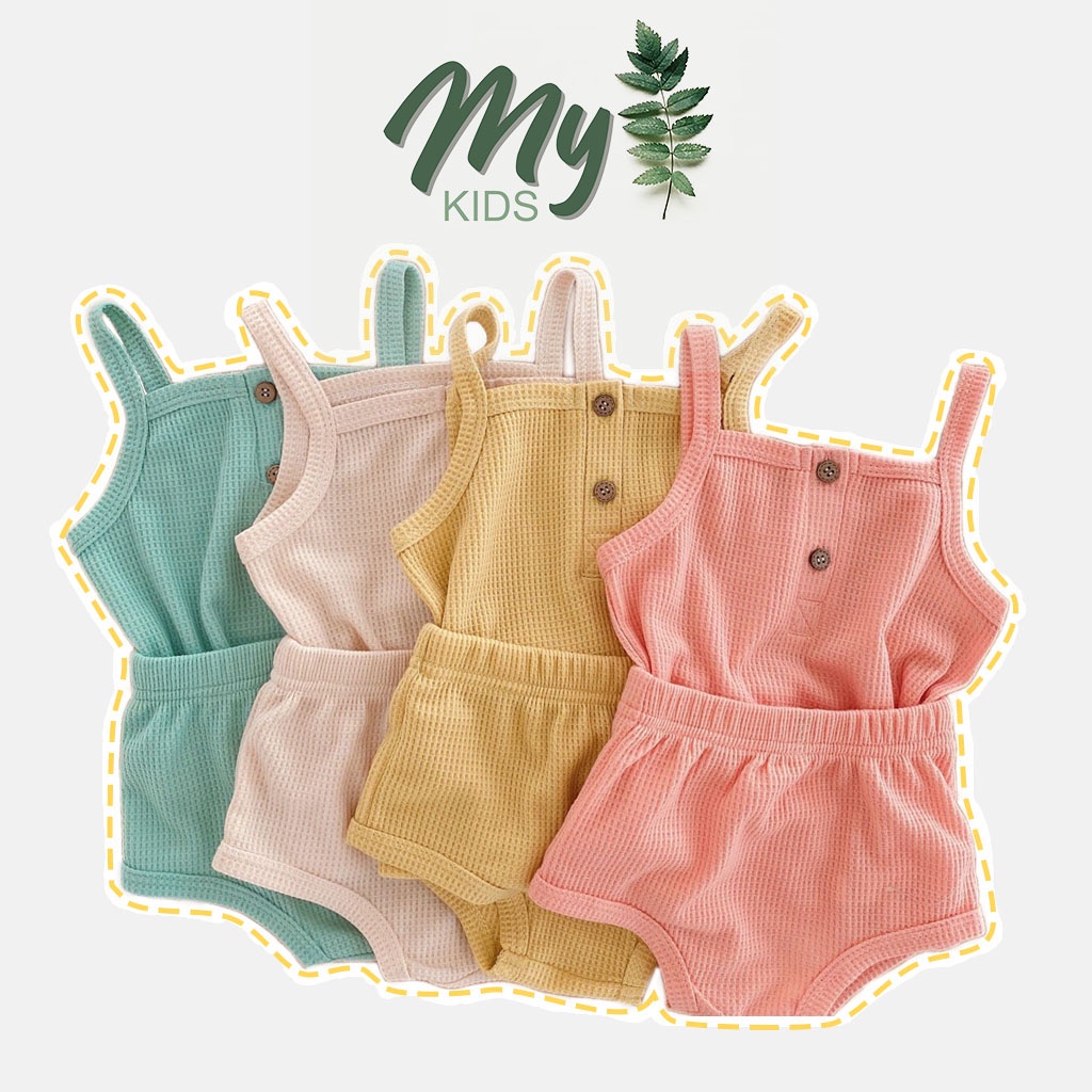 Bộ 2 dây cho bé gái Mykids chất cotton, đồ cho bé từ 8kg đến 16kg