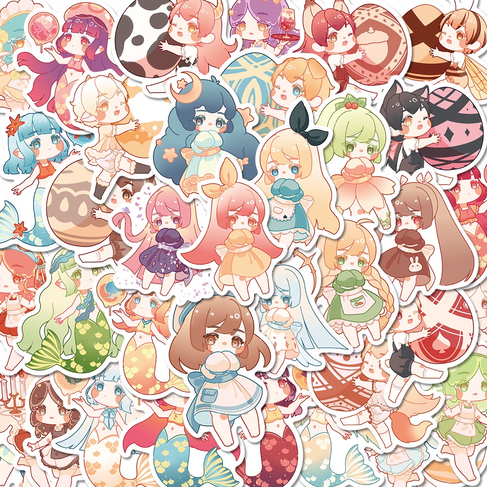 Bộ 40 Miếng Dán Trang Trí Laptop Chống Nước Không Lặp Lại Hình Nhân Vật Hoạt Hình Dễ Thương