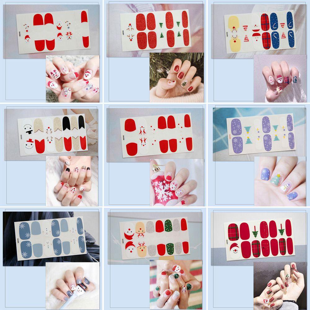 DIACHAVN Sticker Dán Móng Họa Tiết Hoạt Hình Phong Cách Giáng Sinh