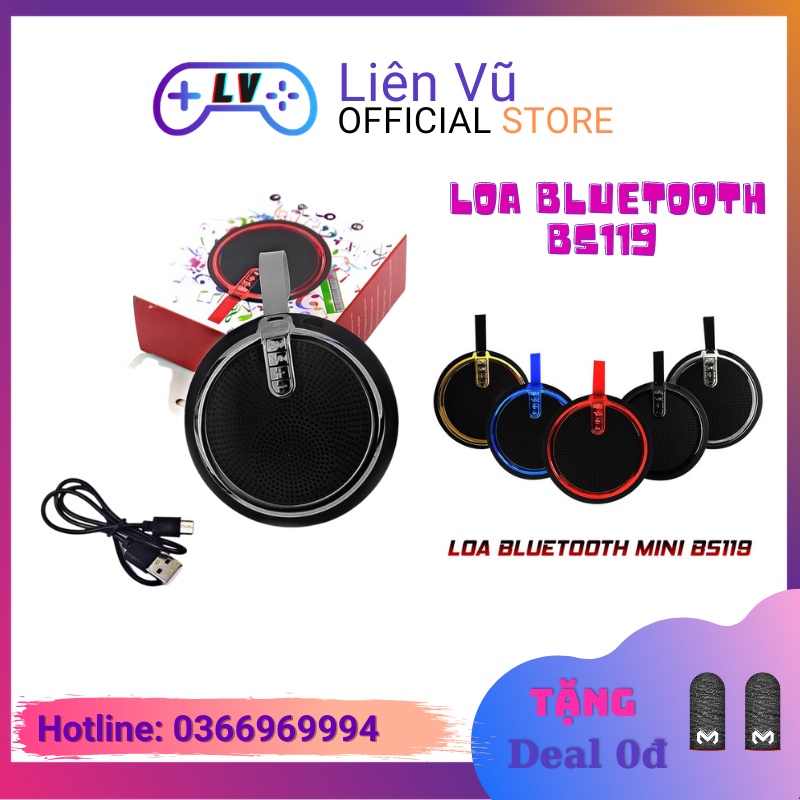 Loa bluetooth mini nghe nhạc BS119 cầm tay, treo balo hỗ trợ thẻ nhớ và cổng 3.5