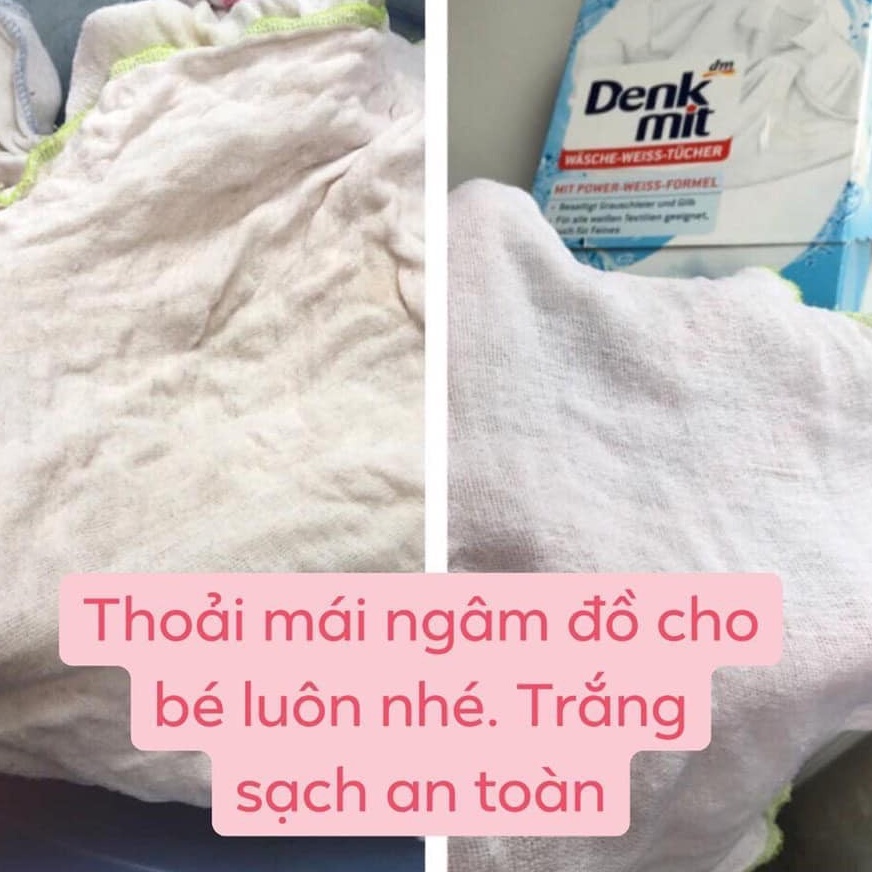 Giẩy tẩy trắng quần áo Denkmit nhập khẩu tại Đức mùi hương nhẹ nhàng an toàn cho da tay 20 tờ