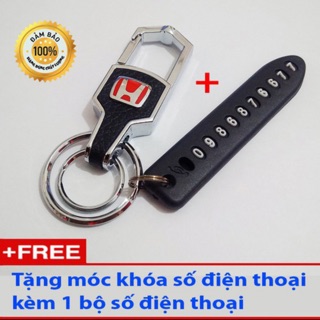 Combo quà tặng móc khoá ô tô kèm thẻ ghi số điện thoại tránh thất lạc