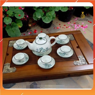 Siêu Sale - Bộ ấm chén Bát Tràng hoa sen