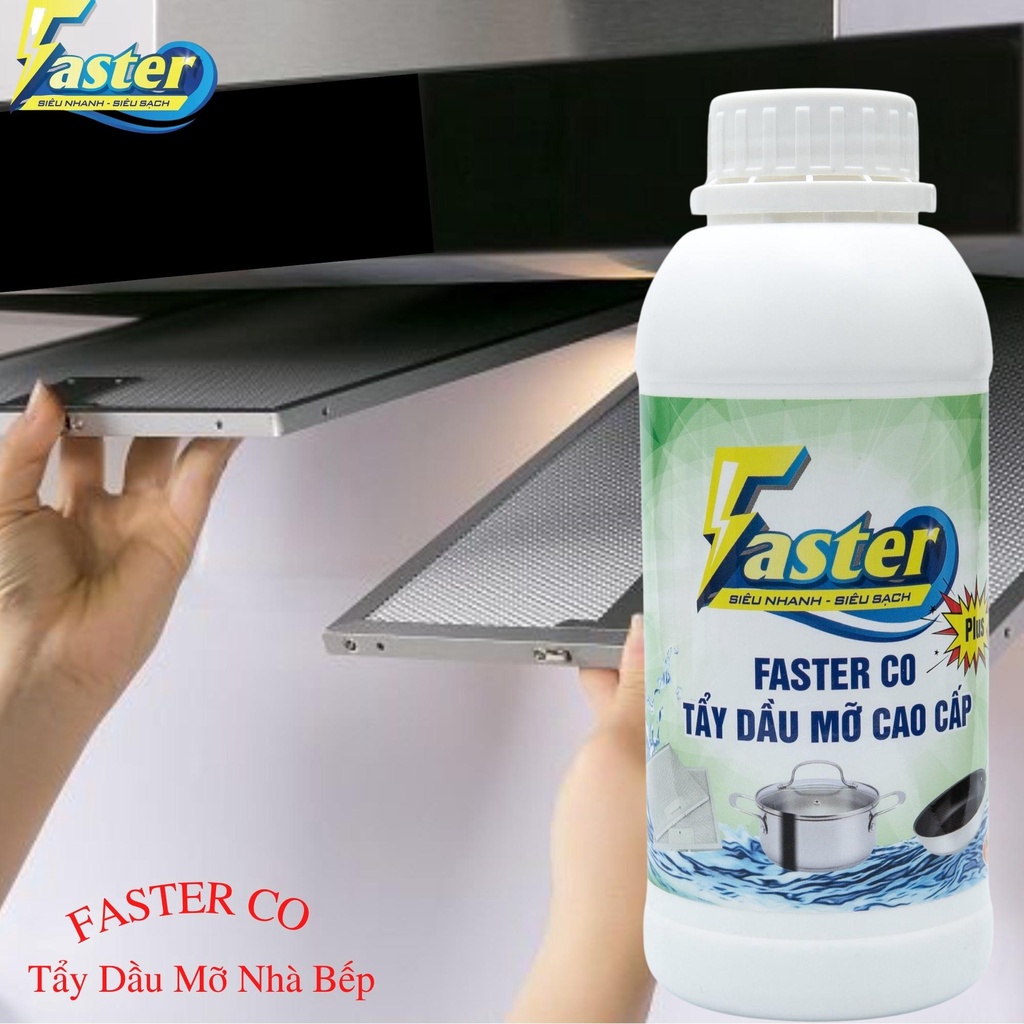 Tẩy dầu mỡ nhà bếp, xoong nồi, chậu rửa chén,  máy hút mùi, vệ sinh nhà bếp, diệt khuẩn Faster CO Plus 500ml