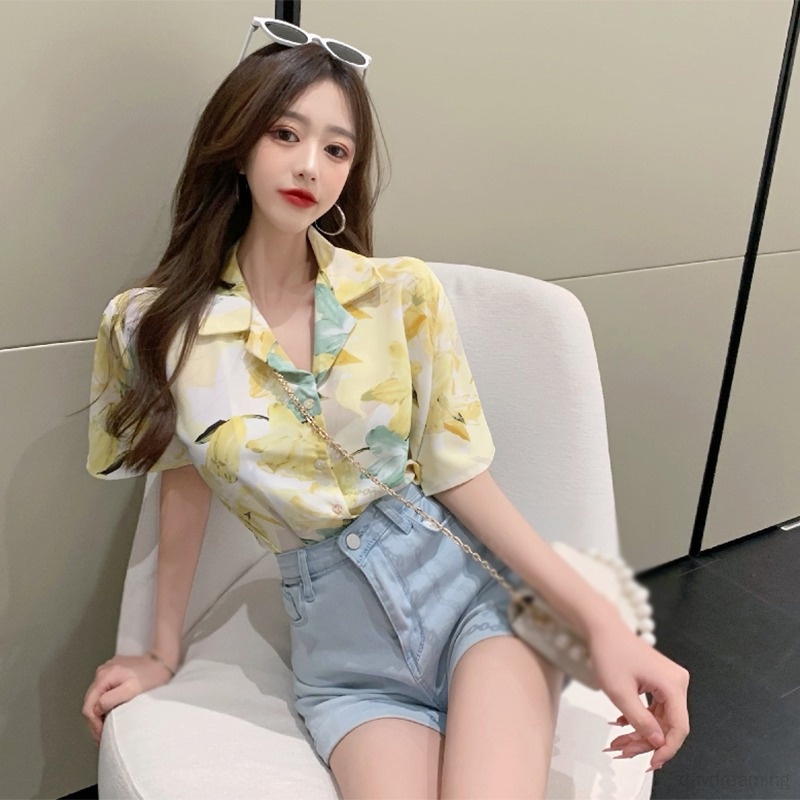 Áo Sơ Mi Tay Ngắn Dáng Rộng Cổ Bẻ Thời Trang Cho Nữ