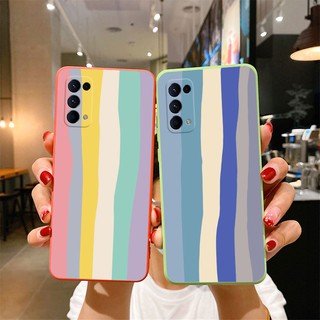 Ốp điện thoại silicone in sọc cầu vồng xinh xắn cho Oppo Reno5 A92 Reno6 Reno 6pro