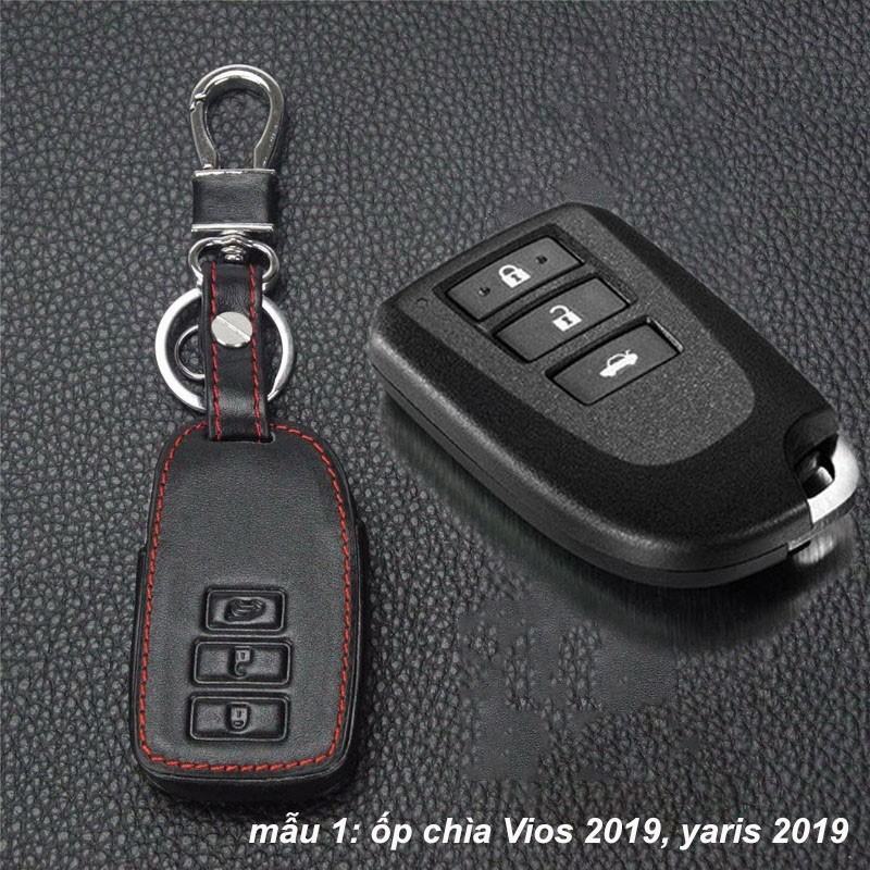 Bao da Chìa Khóa Xe  Vios 2019 2020 2021 2022 - Màu đen - kèm móc treo tiện lợi, bảo vệ chìa khóa toàn dện