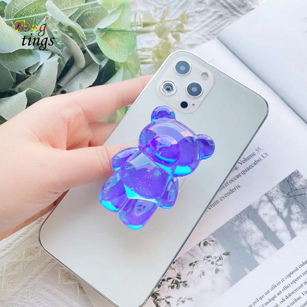 Giá Đỡ Điện Thoại Họa Tiết Gấu Hoạt Hình Dễ Thương Tiết Kiệm Diện Tích Cho iPhone