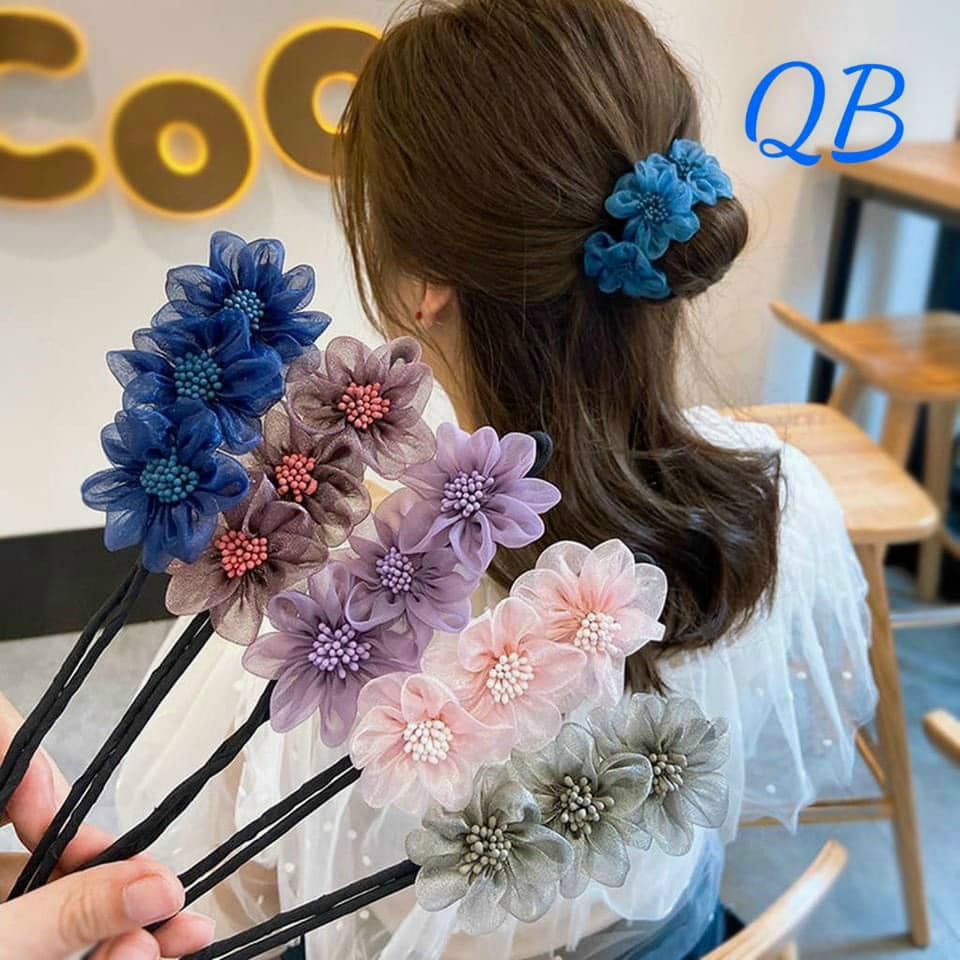 Combo 2 Thanh cuốc tóc ba bông hoa thời trang