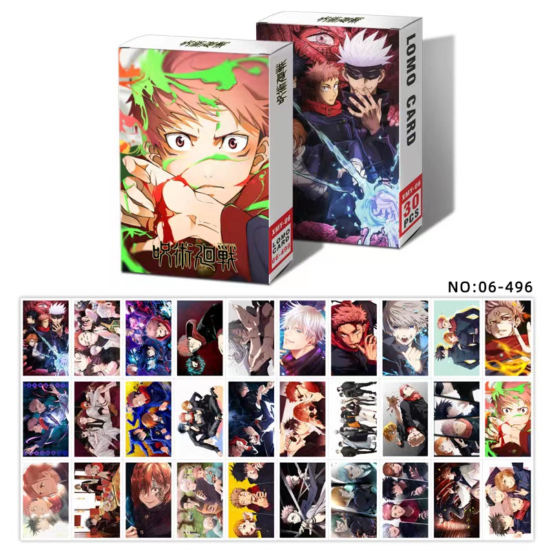 30 cái / hộp thẻ lomo photocard genshin/attack on titan/jujutsu kaisen/sailor moon