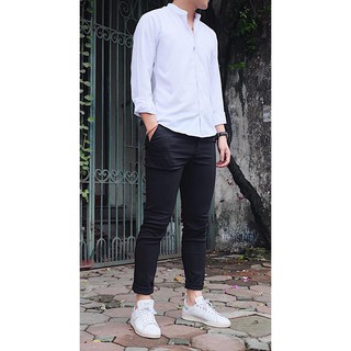 [Dũng Đồ Nam] Quần Vải Kaki Nam Hàn Quốc Mẫu Chống Nhăn - Màu Đen