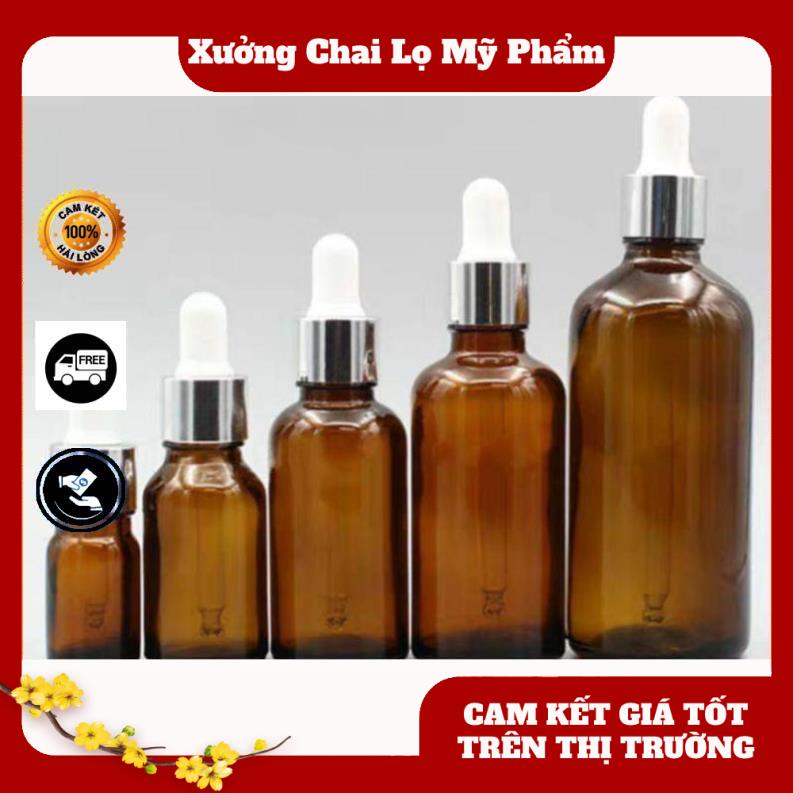 Lọ Chiết Serum ❤ Lọ đựng tinh dầu 50ml Dày bóp giọt Khoen Bạc , lọ chiết serum , phụ kiện du lịch