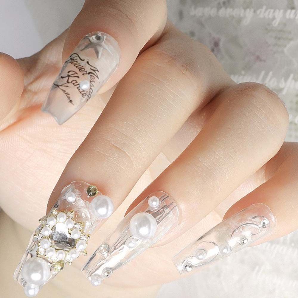 [Hàng mới về] Phụ kiện đá zircon trang trí móng tay nghệ thuật thủ công hình trái tim kiểu Nhật thời trang sang trọng