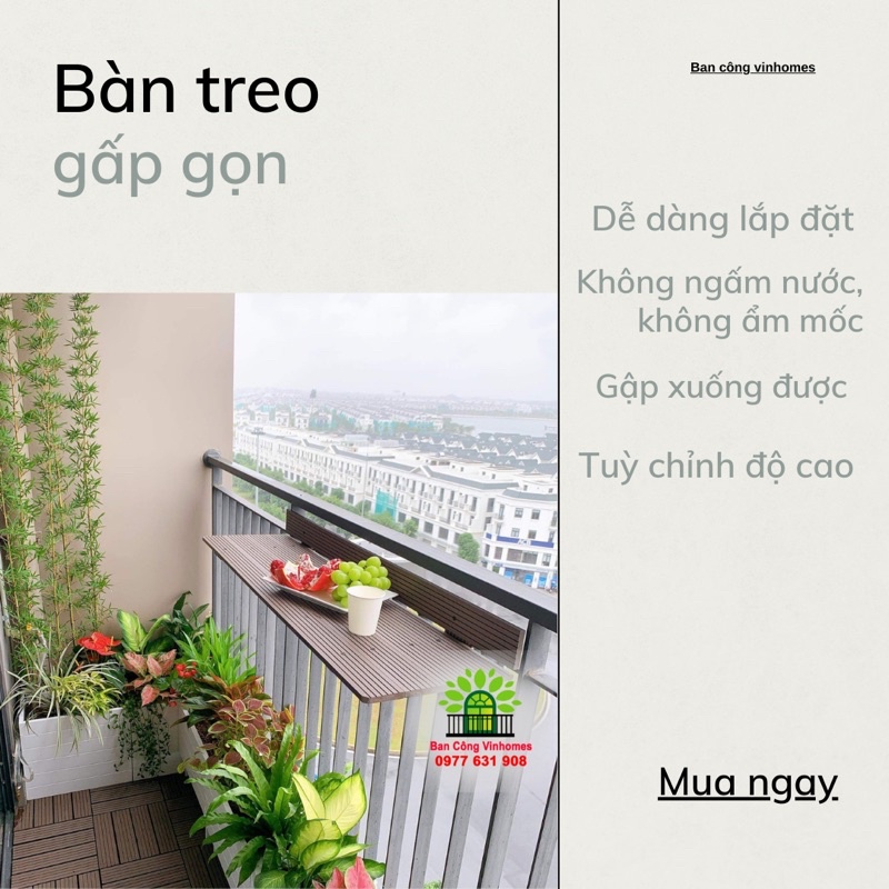 Bàn treo ban công gấp gọn chuyên dùng ngoài trời