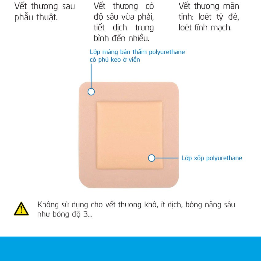 Hộp 5 miếng Gạc xốp vô trùng có băng keo HETIS Adhesive Foam size 10x10cm