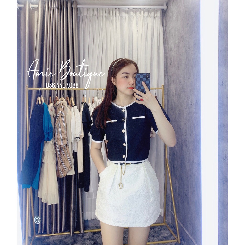 HÀNG CAO CẤP - Áo sơ mi viền xốp hai màu ĐEN - TRẮNG | BigBuy360 - bigbuy360.vn