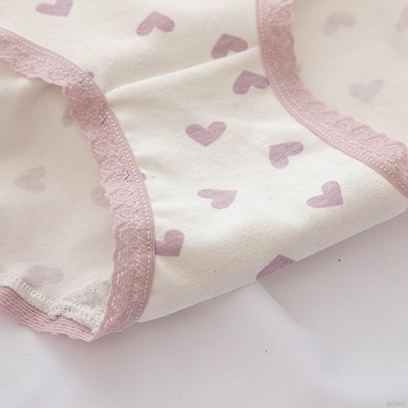 Quần lót cotton in họa tiết trái tim phong cách Hàn Quốc thoáng khí thời trang dành cho nữ