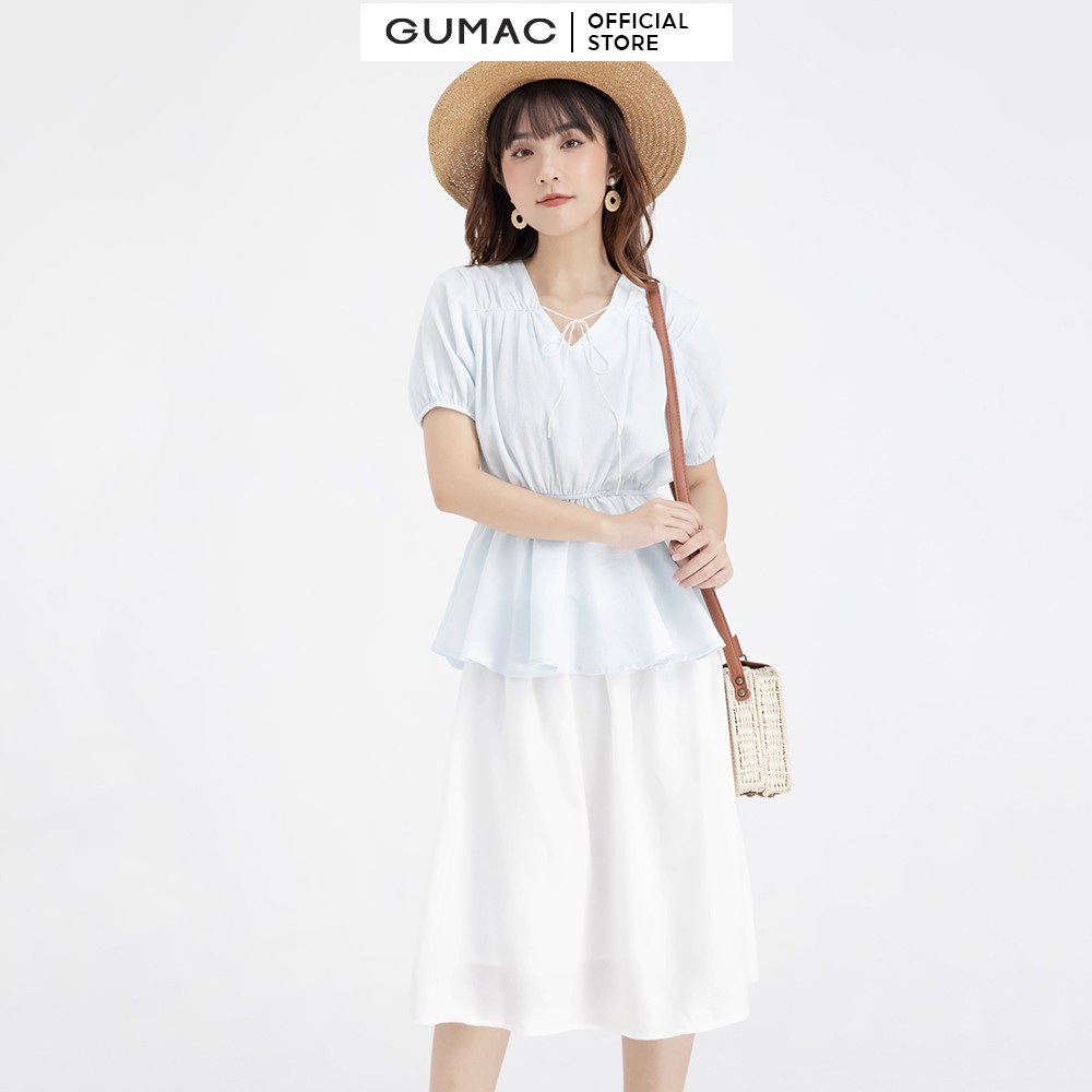 [Mã WABRGUM giảm 10% tối đa 30K đơn 99K] Áo kiểu nữ cổ V eo chun GUMAC AB678