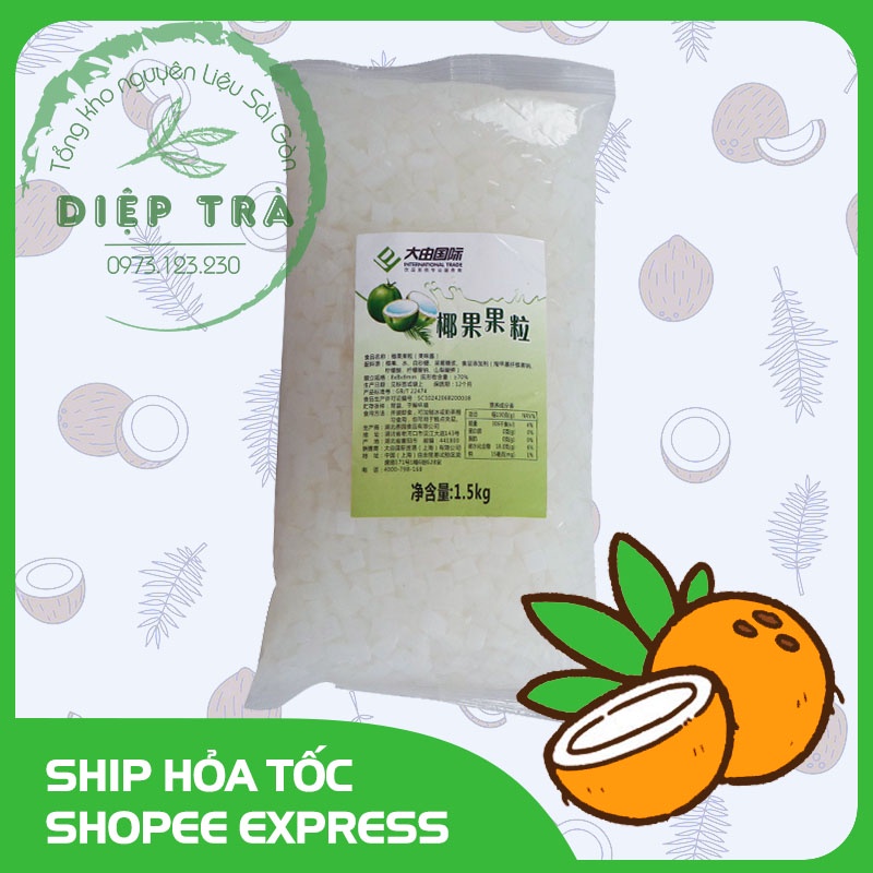 Thạch Dừa Daidu Đài Loan Gói 1.5kg - Dòng THẠCH GIÒN SẦN SẬT, rất hợp trà hoa quả/trà sữa