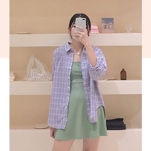 Áo Checkered Chemise