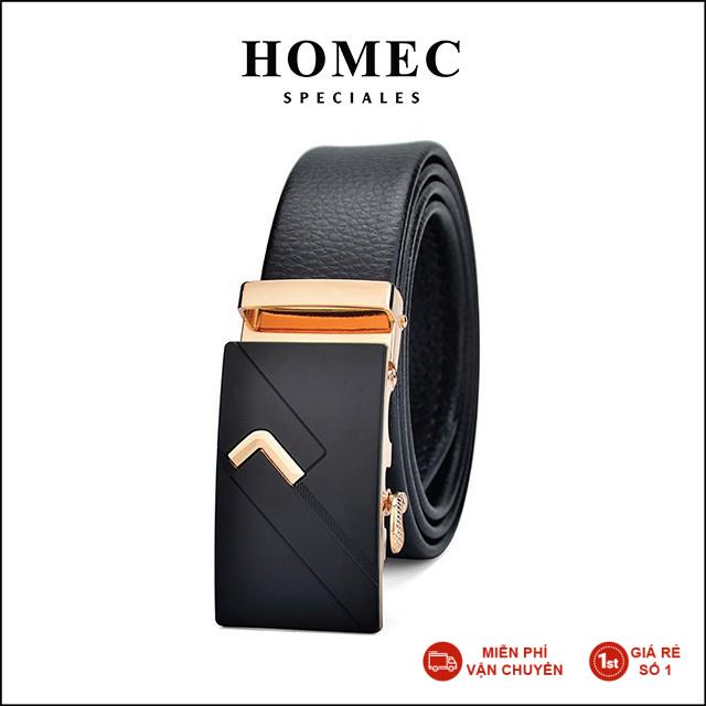 Dây lưng Nam chất liệu da cao cấp HOMEC 35 khóa tự động kiểu dáng hiện đại - Thắt lưng nam cao cấp