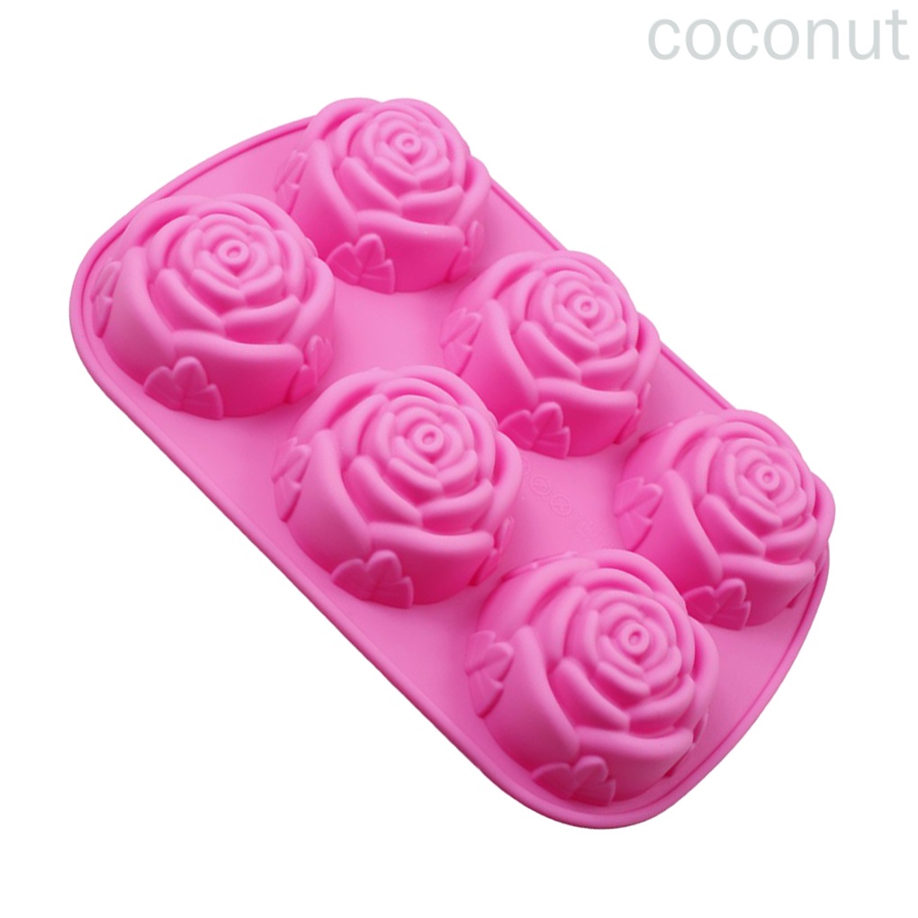Khuôn Silicone Làm Bánh 6 Ngăn Chống Dính Hình Bông Hoa